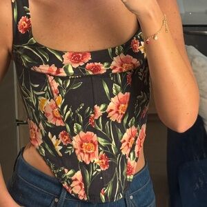 Floral Black Corset Top